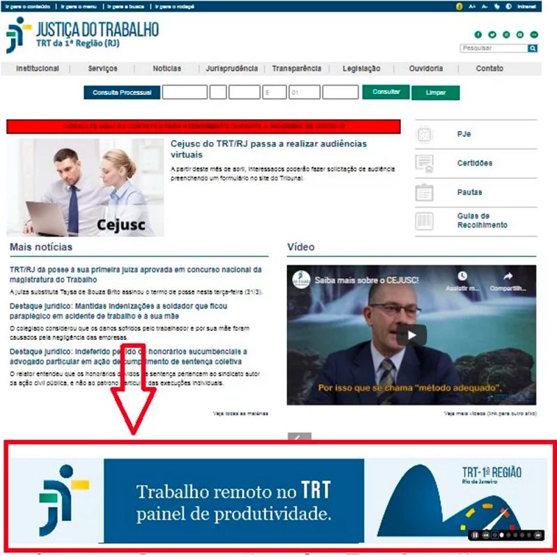SITE DO CNJ DESTACA PAINEL DE PRODUTIVIDADE DO TRT/RJ