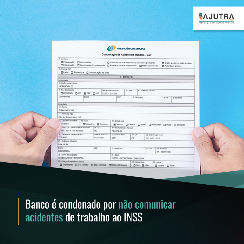 Banco é condenado por não comunicar acidentes de trabalho ao INSS