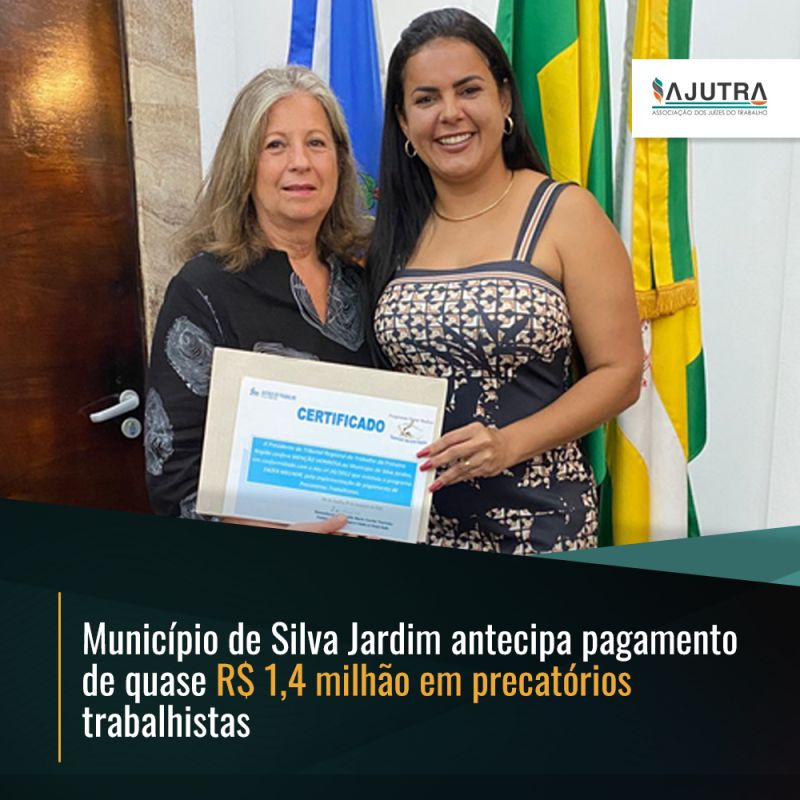 Município de Silva Jardim antecipa pagamento de quase R$ 1,4 milhão em precatórios trabalhistas