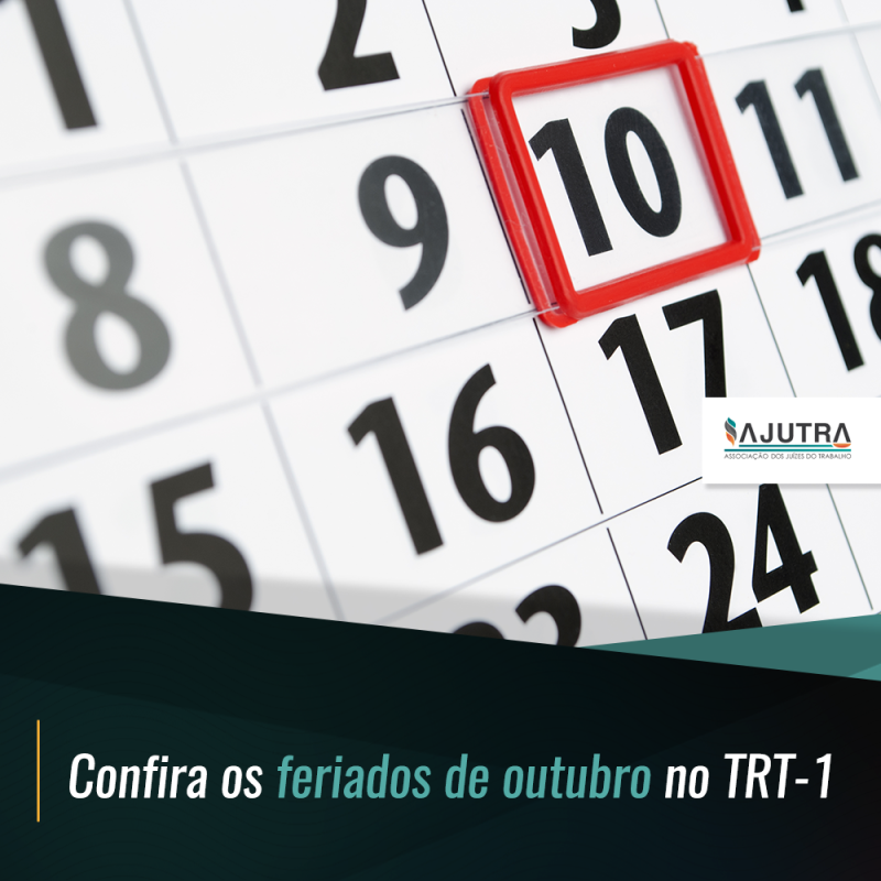 Confira os feriados de outubro no TRT-1