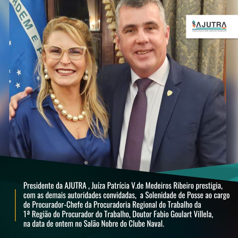 A AJUTRA reforça a parceria institucional e parabeniza o ilustre Procurador  Fabio Villela  desejando  mais uma gestão de sucesso .