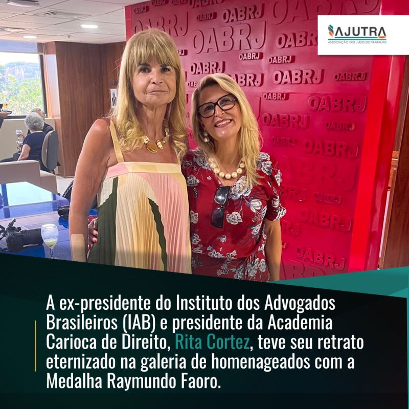 A presidente da Academia Carioca de Direito Rita Cortez, teve seu retrato eternizado na galeria de homenageados com a Medalha Raymundo Faoro. 