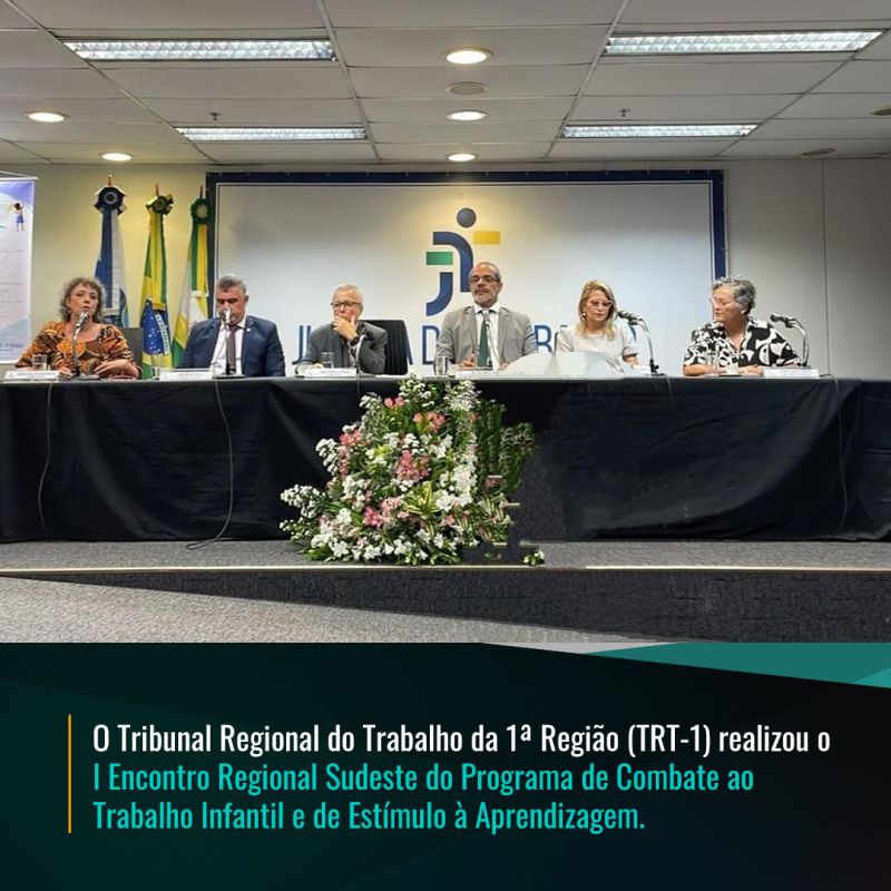 O Tribunal Regional do Trabalho da 1ª Região (TRT-1) realizou o I Encontro Regional Sudeste do Programa de Combate ao Trabalho Infantil e de Estímulo à Aprendizagem