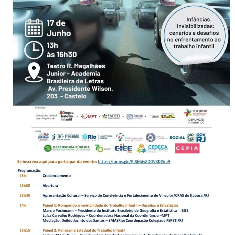 Participe do evento: 12 de  junho dia mundial contra o trabalho infantil