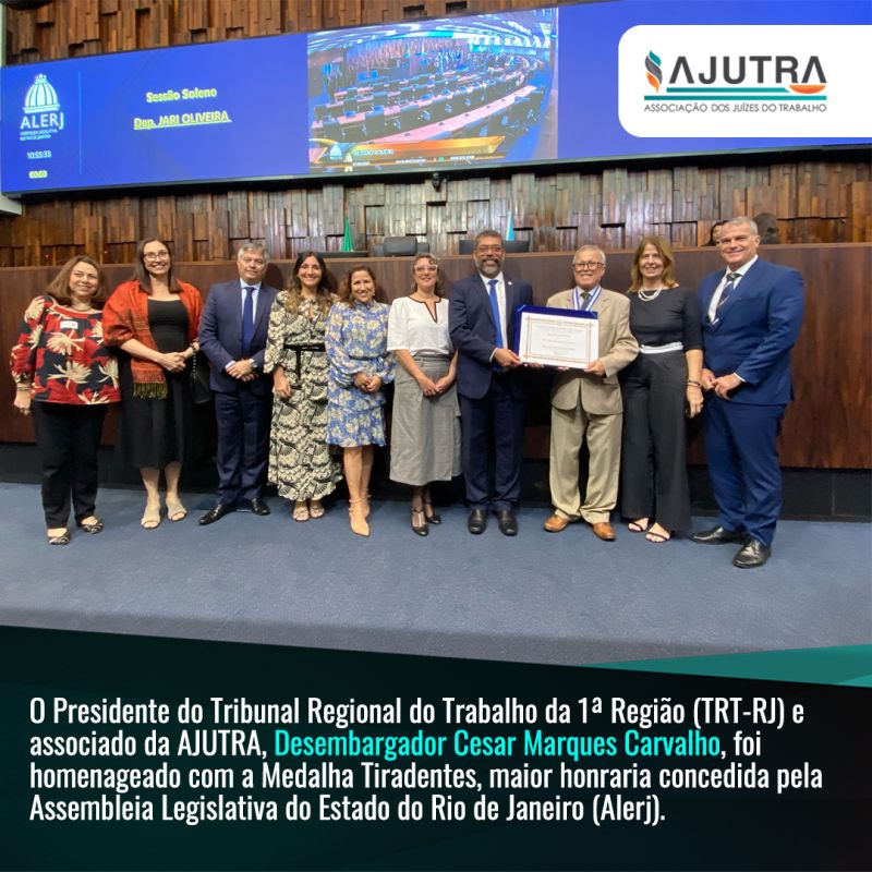 Presidente do TRT-RJ é homenageado com Medalha Tiradentes na Alerj