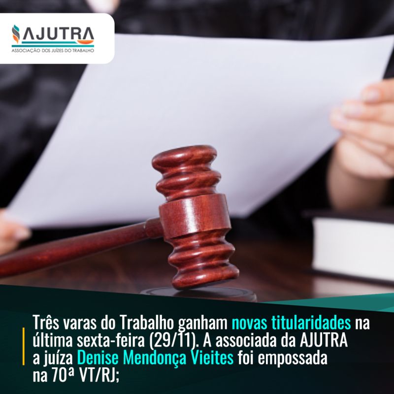 Três varas do Trabalho ganham novas titularidades na  última sexta-feira (29/11)