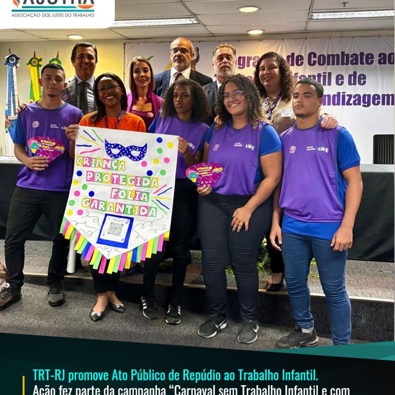 TRT-RJ promove Ato Público de Repúdio ao Trabalho Infantil
